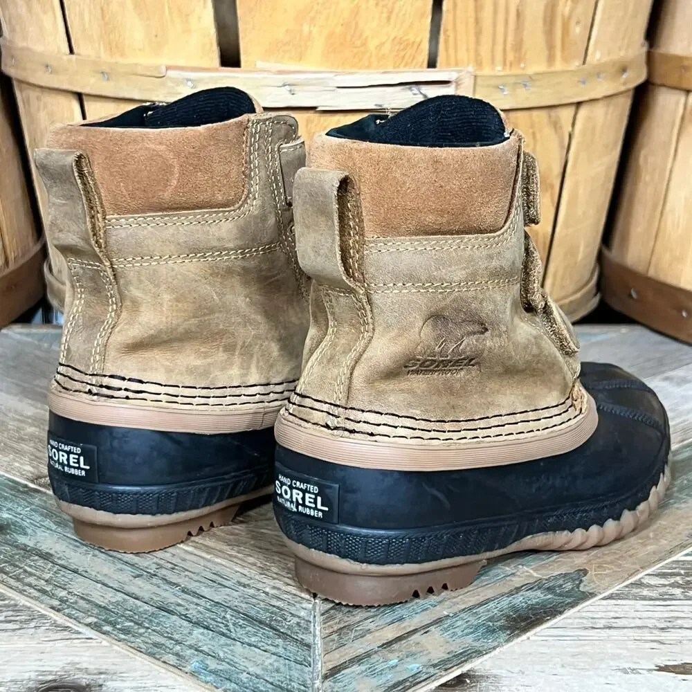 Sorel Cheyanne II Strap Leather Hook & Loop Winter Waterproof Boots Boys Size 11